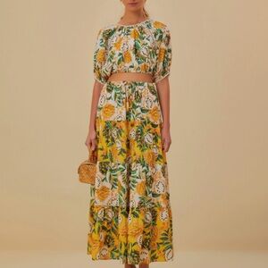 NWT size M Farm Rio mixed Biriba Maxi skirt